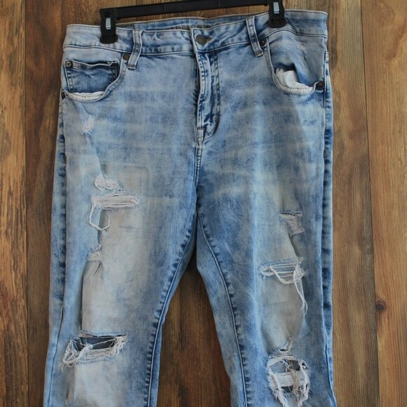 American Eagle Men's Next Level Flex Distressed Skinny Jeans 36x30 - Picture 3 of 9